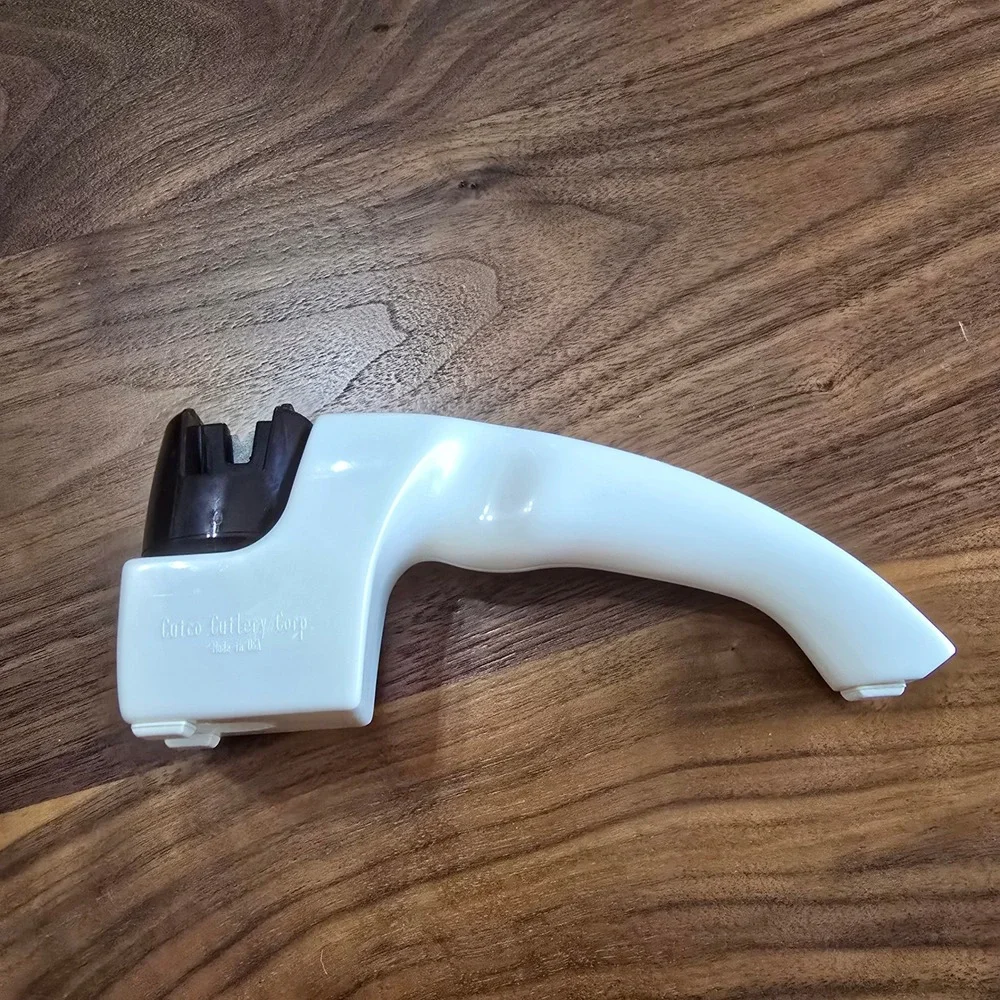 Cutco Knife Sharpener White Handheld Pull Through Kitchen Sharpener 80s Vintage